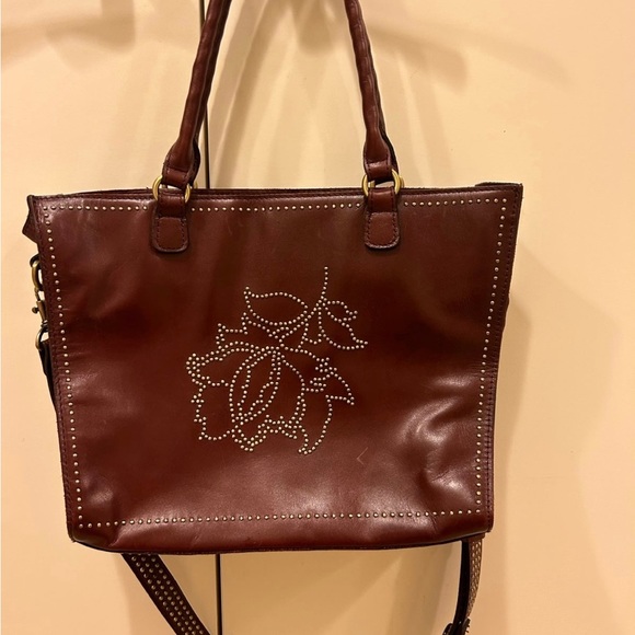 Patricia Nash Leather Angela Studded Floral tote Purse bag Satchel - Picture 10 of 12